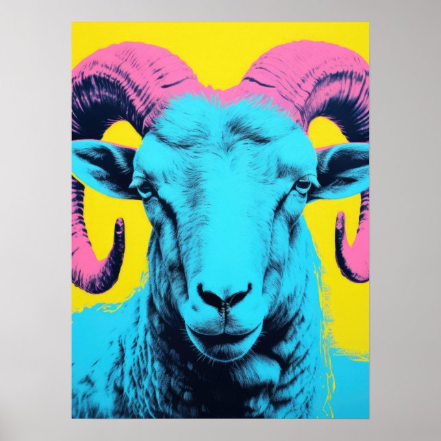 Bold Ram: Neon Pop Art Poster (Vorne)
