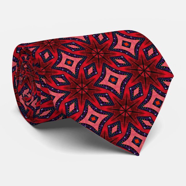 Bold Red Abstract Poinsettia Neck Tie Krawatte (Gerollt)