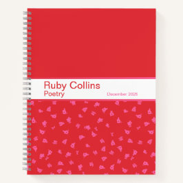 Bold Red and Pink Floral Pattern Notebook Notizbuch