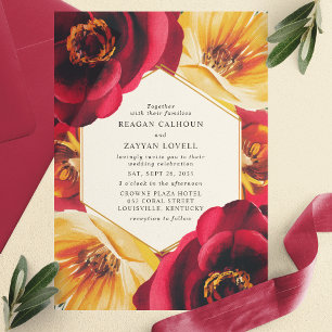 Bold Red and Yellow Floral Geometric Wedding