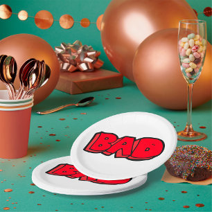 Bold Red Bad Graffiti Style Text Pappteller