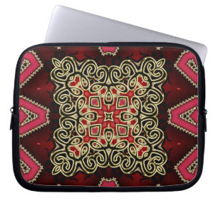 Bold Red Black Gold Geometric Celtic Laptopschutzhülle