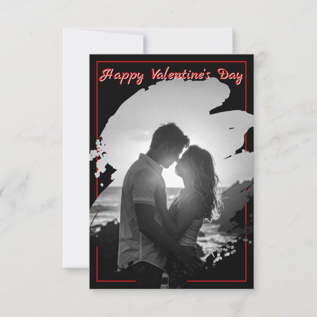 Bold Red & Black Valentine’s Day Photo Card (Vorderseite)