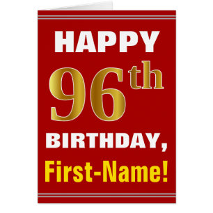 Bold, Red, Falsch Gold 96th Birthday w/ Name Card