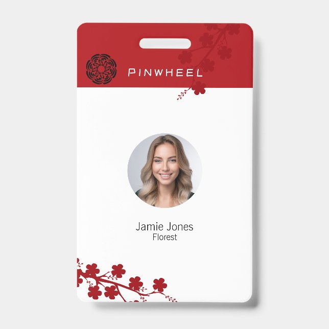 Bold Red Floral Ausweis (Vorderseite)