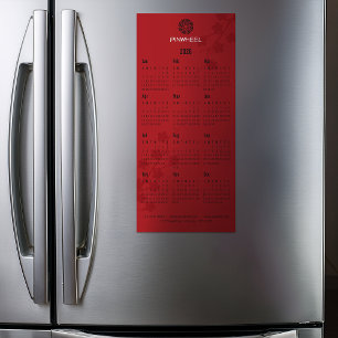Bold Red Floral Calendar Magnetkarte