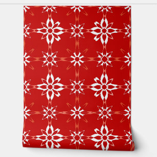 Bold Red Floral Geometric Musterdesign Tapete