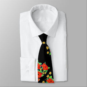 Bold Red Floral Necktie Krawatte
