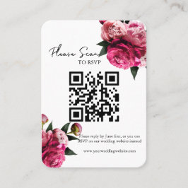 Bold Red Floral QR Code Wedding RSVP Platzkarte