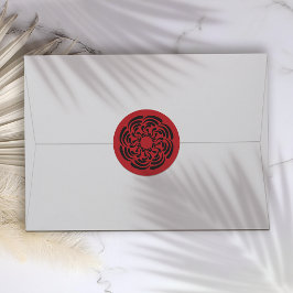 Bold Red Floral Runder Aufkleber