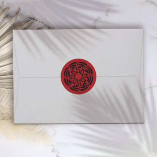 Bold Red Floral Runder Aufkleber