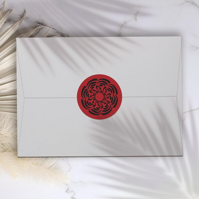 Bold Red Floral Runder Aufkleber (Von Creator hochgeladen)