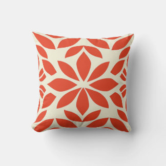 Bold Red Geometric Floral Cushion Kissen