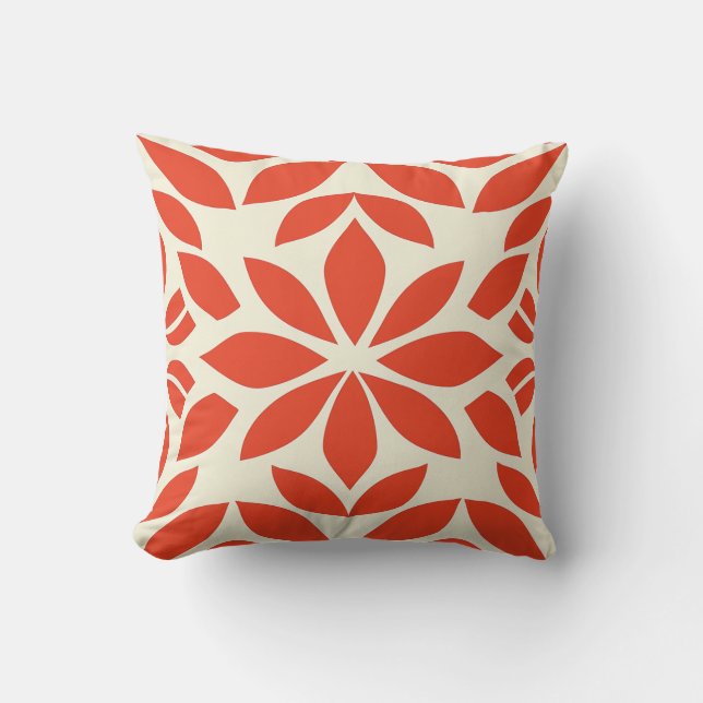 Bold Red Geometric Floral Cushion Kissen (Vorderseite)
