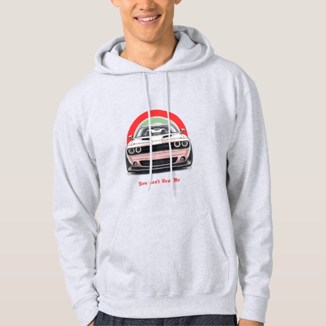 Bold Red & Green Dodge Challenger Illustration Hoodie (Vorderseite)