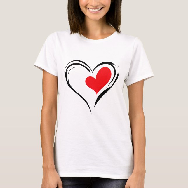 Bold Red Heart – Minimal Romantic Love Design T-Shirt (Vorderseite)