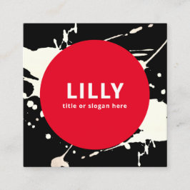 Bold Red Modern Painted Abstrakt Quadratische Visitenkarte