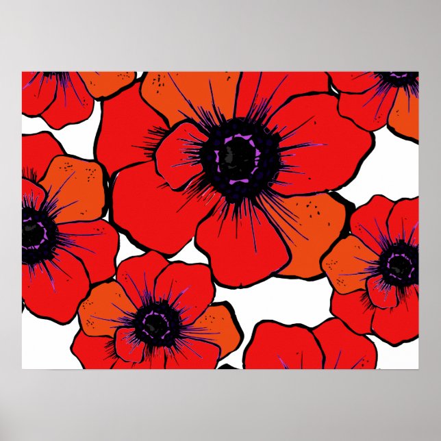 Bold Red Orange Poppies Poster (Vorne)