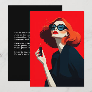 Bold Red Retro Glamour Einladung
