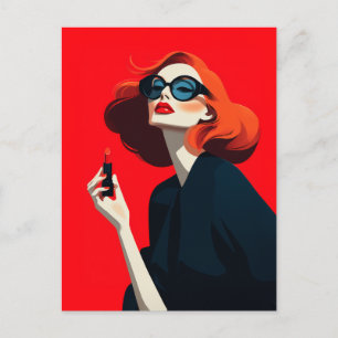 Bold Red Retro Glamour Postkarte