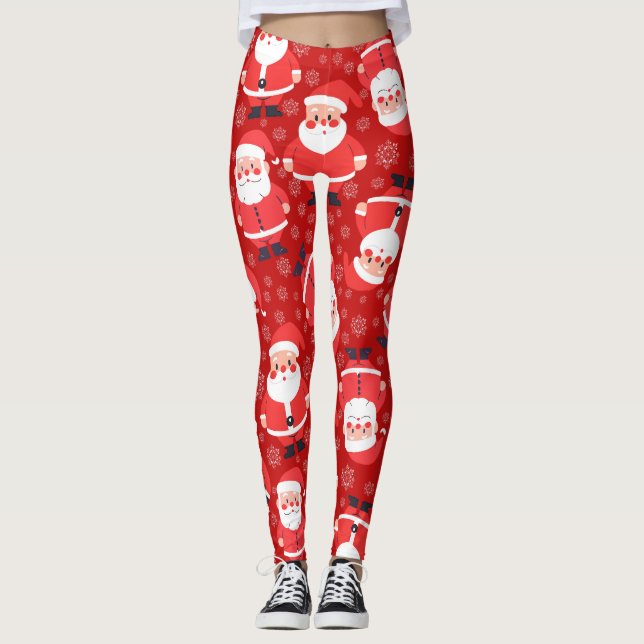 Bold Red Santa Claus Novelty Party Leggings (Vorderseite)