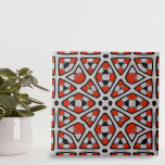 Bold Red Schwarz-weiß Symmetric Geometric Pattern Fliese<br><div class="desc">Das Design dieser Keramik Kachel besteht vorwiegend aus symmetrischen Formen, wobei Diamanten und Sterne am auffälligsten sind. Jede Form ist mit komplexen internen Mustern gefüllt, die dem Gesamtdesign eine Ebene der Komplexität hinzufügen. Das Farbschema ist fett und auffallend, die roten Elemente sind in schwarz dargestellt und bilden einen starken Kontrast...</div>