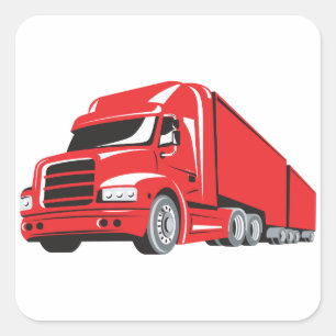 Bold Red Semi Truck Big Rig Trucker Quadratischer Aufkleber