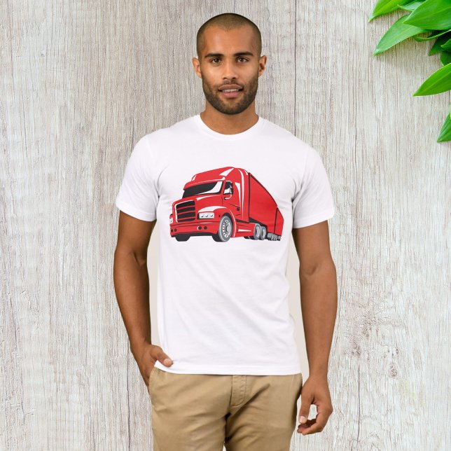 Bold Red Semi Truck Big Rig Trucker T-Shirt (Von Creator hochgeladen)