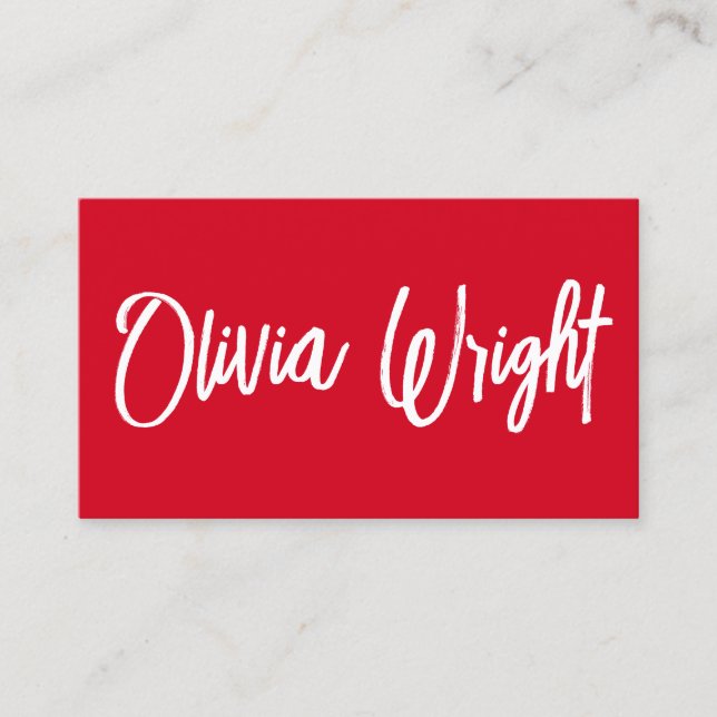 Bold Red Signature Script Typografy Visitenkarte (Vorderseite)