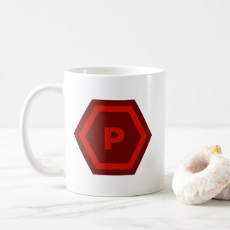 Bold Red Single Letter Monogram in Hexagons Kaffeetasse