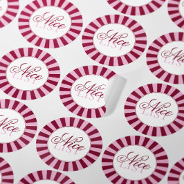 Bold red  stripe Nice list Christmas Party sticker