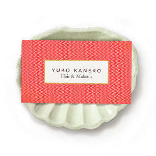 Bold Red Subtile Zickzack Pattern Beauty Salon Visitenkarte