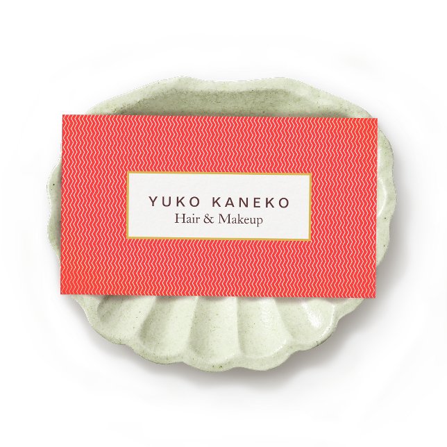 Bold Red Subtile Zickzack Pattern Beauty Salon Visitenkarte (Von Creator hochgeladen)