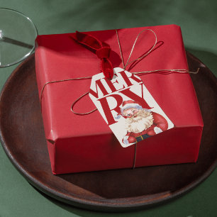 Bold Red Typografy Santa Holiday Geschenkanhänger
