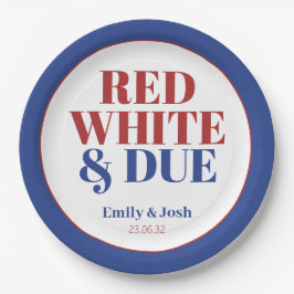 Bold Red White and Due 4 July USA Baby Shower Pappteller