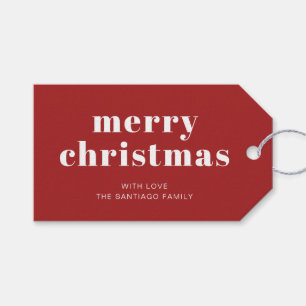 Bold Red White Frohe Weihnachtsfeiertage Geschenkanhänger