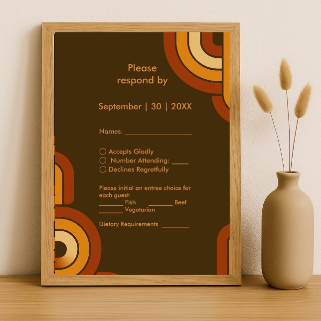 Bold Retro 1970er Hochzeit RSVP Karte (Von Creator hochgeladen)