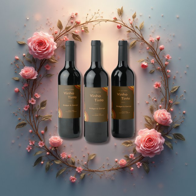 Bold Retro 1970er Hochzeit Weinetikett (Von Creator hochgeladen)