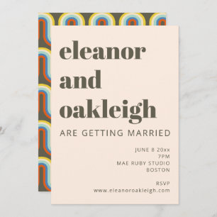 Bold Retro 60er 70er Ästhetische Olive Green Weddi Einladung