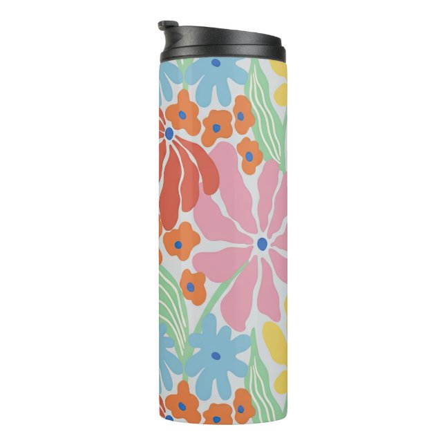 Bold Retro 60er Floral Pop Art Thermosbecher (Nach rechts gedreht)