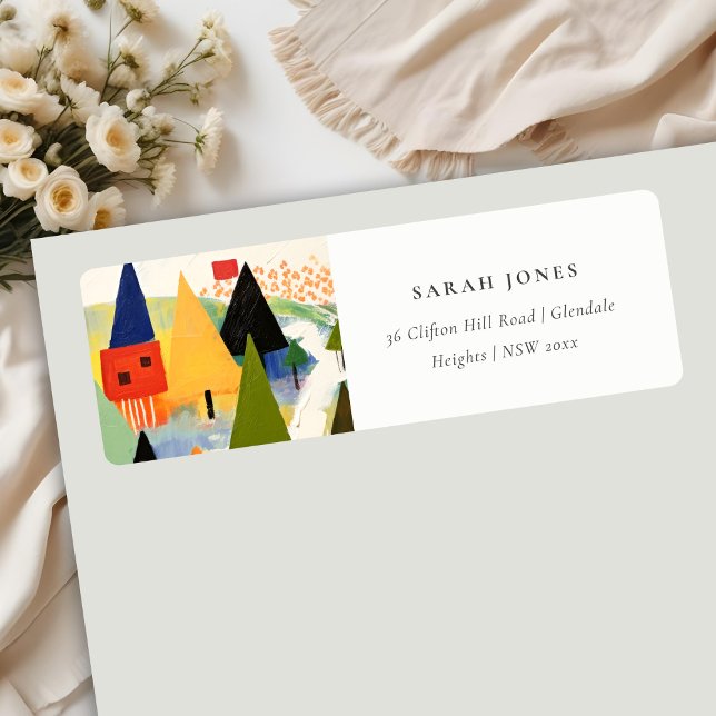 Bold Retro Abstract Christmas Landscape Address (Von Creator hochgeladen)