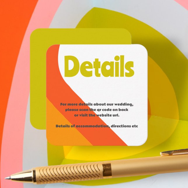 Bold Retro Citrus Wedding Begleitkarte (Bold Retro Citrus Wedding Enclosure Card from Ricaso. A fun statement for a fun couple)