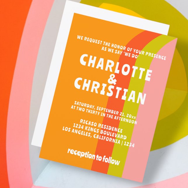 Bold Retro Citrus Wedding Einladung (Bold Retro Citrus Wedding Invitation from Ricaso. A fun bold card for a fun bold couple.)