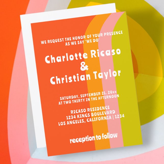 Bold Retro Citrus Wedding Einladung (Bold Retro Citrus Wedding Invitation from Ricaso. Fun invites for a fun couple)