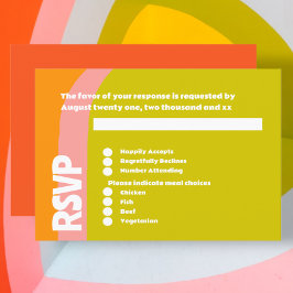 Bold Retro Citrus Wedding RSVP Karte