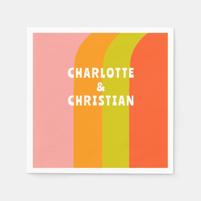 Bold Retro Citrus Wedding Serviette (Vorderseite)