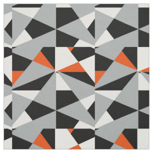 Bold Retro Geometric Orange Gray Schwarz-weiß Mix Stoff
