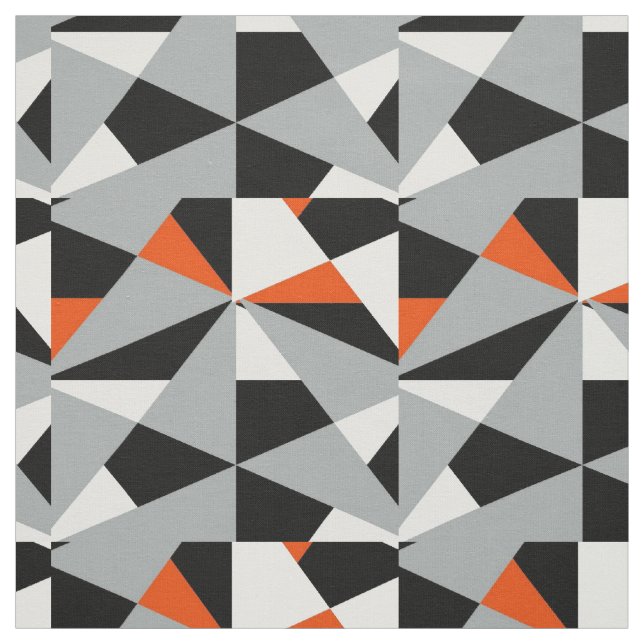 Bold Retro Geometric Orange Gray Schwarz-weiß Mix Stoff (Muster)