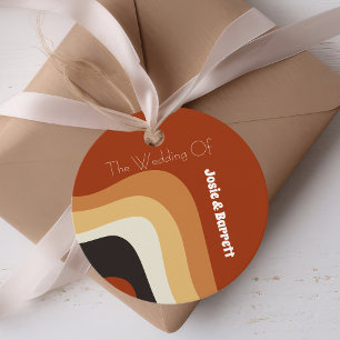 Bold Retro Groovy 70er Boho Wedding Liebe & Danke Geschenkanhänger