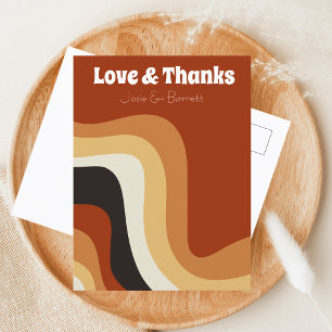 Bold Retro Groovy 70er Wedding Foto Liebe & Danke Postkarte